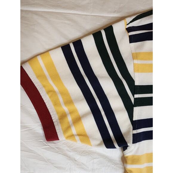 Vintage Tommy Hilfiger Polo Shirt Adult XL Multicoloured Striped Logo 1990s - Picture 6 of 11